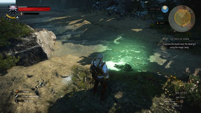 Use the magic lamp near the body of the girl. - The Witcher 3 Wild Hunt: Side quests in Faroe Isle - list, walkthrough - The Witcher 3: Faroe Isle - The Witcher 3 Wild Hunt Guide