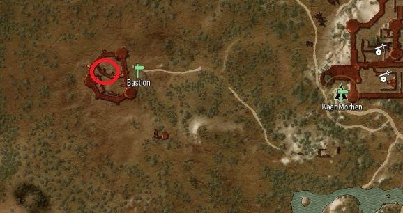 Wolven steel sword lies in Bastion - The Witcher 3 Wild Hunt: Basic Wolf School Gear - The Witcher 3: Wolf School Gear (DLC) - The Witcher 3 Wild Hunt Guide