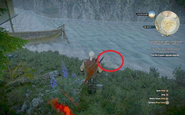 Point marked, where the chest is located. - The Witcher 3 Wild Hunt: Enhanced Wolf School Gear - The Witcher 3: Wolf School Gear (DLC) - The Witcher 3 Wild Hunt Guide