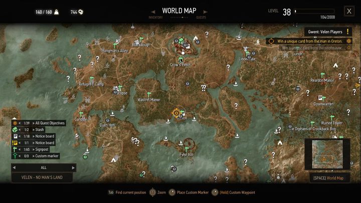 The All Quests Objectives on Map modification places all the objectives of all active quests on the map - The Witcher 3 Wild Hunt: All Quest Objectives on Map - installation - The Witcher 3: The best mods - The Witcher 3 Wild Hunt Guide