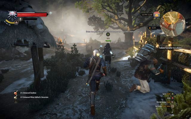 Follow Yen to Loften village - The Witcher 3 Wild Hunt: Missing Person, Nameless - walkthrough - The Witcher 3: Kaer Trolde - The Witcher 3 Wild Hunt Guide