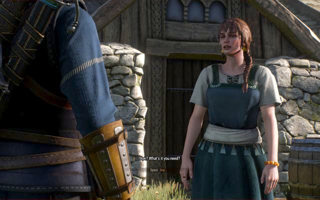 Ask the Skellige villager who stands at the water and is wearing a blue dress about the wrap you found - The Witcher 3 Wild Hunt: Side quests in Kaer Trolde - list, walkthrough - The Witcher 3: Kaer Trolde - The Witcher 3 Wild Hunt Guide