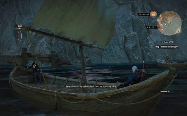 Sit in the boat and swim with the sorceress - The Witcher 3 Wild Hunt: Side quests in Kaer Trolde - list, walkthrough - The Witcher 3: Kaer Trolde - The Witcher 3 Wild Hunt Guide