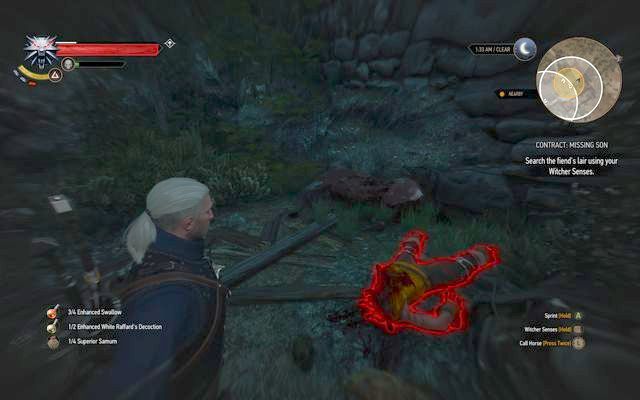The body of missing Odhens son - The Witcher 3 Wild Hunt: Witcher contracts in Kaer Trolde - list, walkthrough - The Witcher 3: Kaer Trolde - The Witcher 3 Wild Hunt Guide
