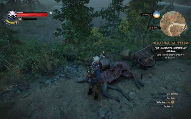 Search the corpse at the road - The Witcher 3 Wild Hunt: Treasure hunt in Kaer Trolde - walkthrough - The Witcher 3: Kaer Trolde - The Witcher 3 Wild Hunt Guide