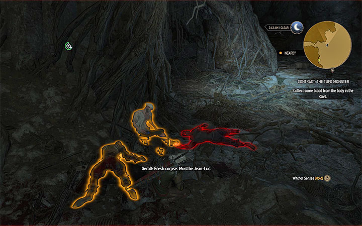 Place where you find the corpse - Contract: The Tufo Monster - shaelmaar contract - Witcher contracts and Treasure hunts quests - The Witcher 3: Blood and Wine Game Guide