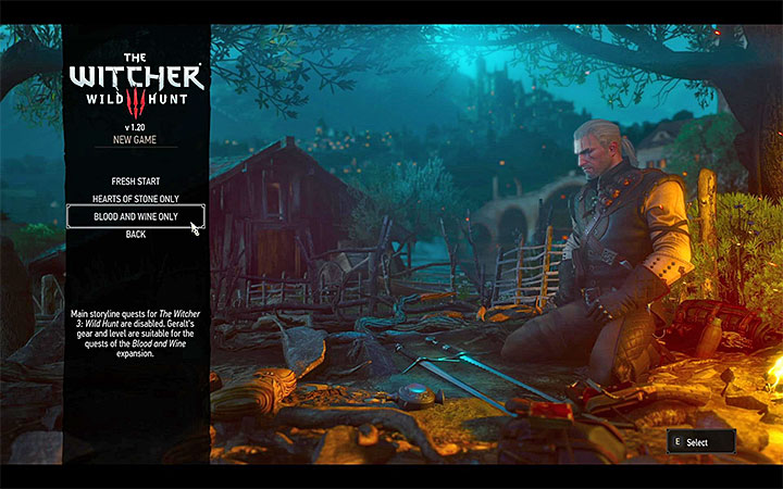 One possibility is to begin the expansion using a fresh, dedicated character - How and when to begin the Blood and Wine expansion? - Basic information - The Witcher 3: Blood and Wine Game Guide