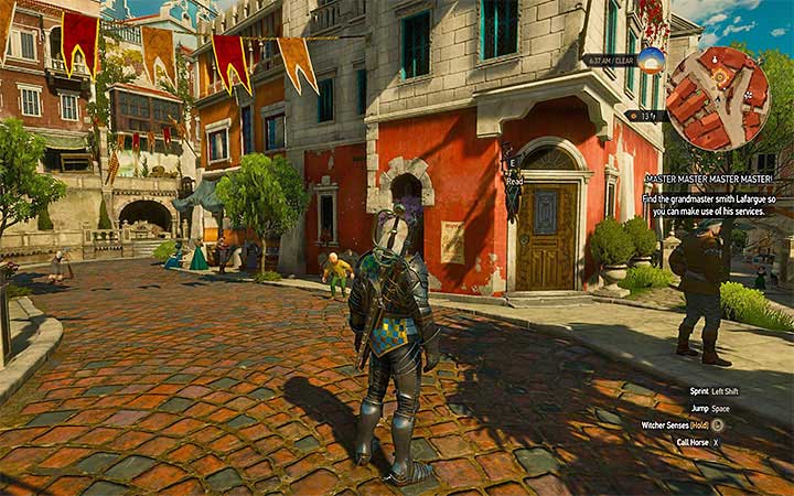Location of the smith Zdravko in the city of Beauclair - New Grandmaster Witcher Gear - basic information - Grandmaster Witcher Gear - quests, diagrams and item statistics - The Witcher 3: Blood and Wine Game Guide