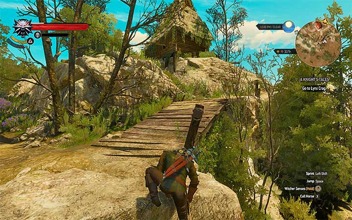 In order to reach the hut, you will need to employ a little climbing - A Knights Tales - quest of a girl turned into a tree - Side quests - The Witcher 3: Blood and Wine Game Guide