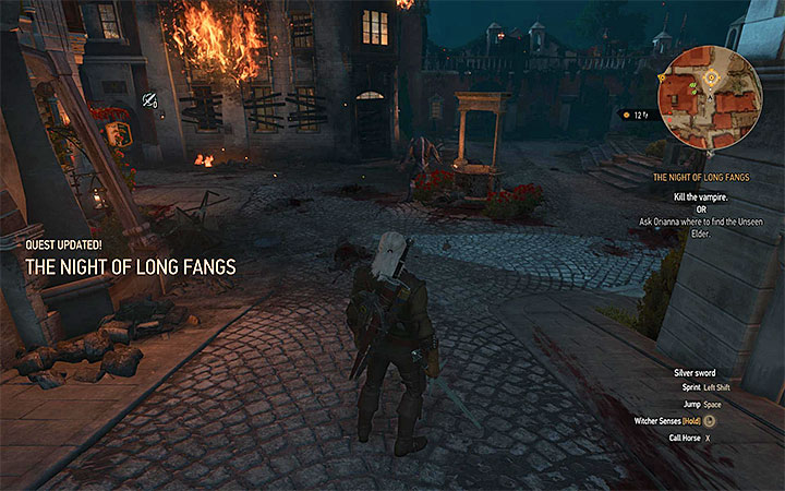 The courtyard to which you must get - The Night of Long Fangs - quest about the vampire attack on the city - Main quests - The Witcher 3: Blood and Wine Game Guide