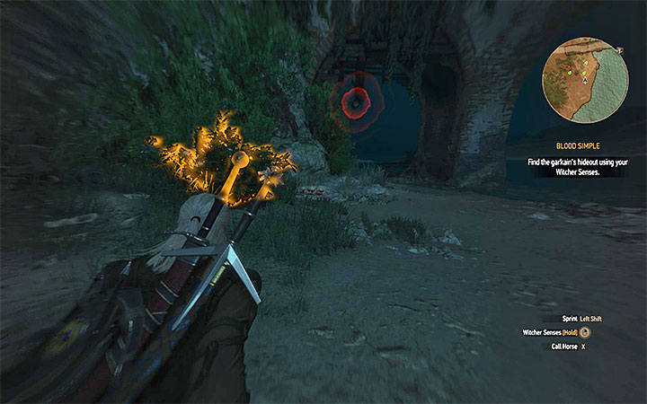 Find the pulsing circles and go in their direction - Blood Simple - quest about helping Orianna - Main quests - The Witcher 3: Blood and Wine Game Guide