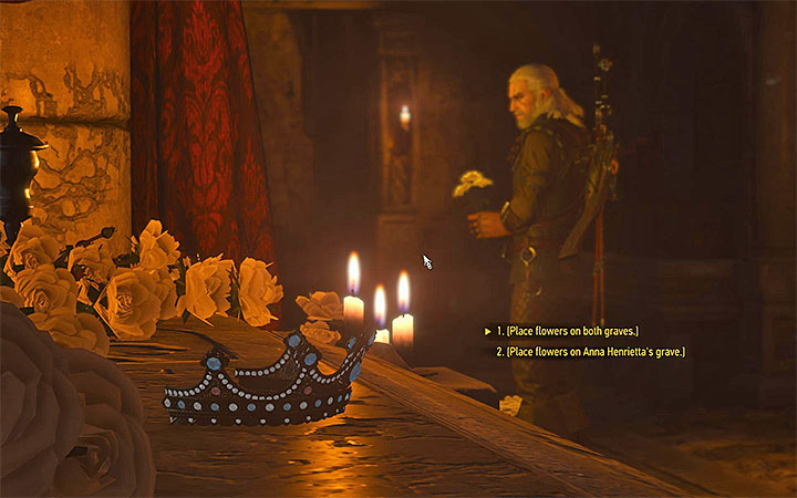 You can place the flowers only on Annas grave or on both graves - Pomp and Strange Circumstance - Main quests - The Witcher 3: Blood and Wine Game Guide