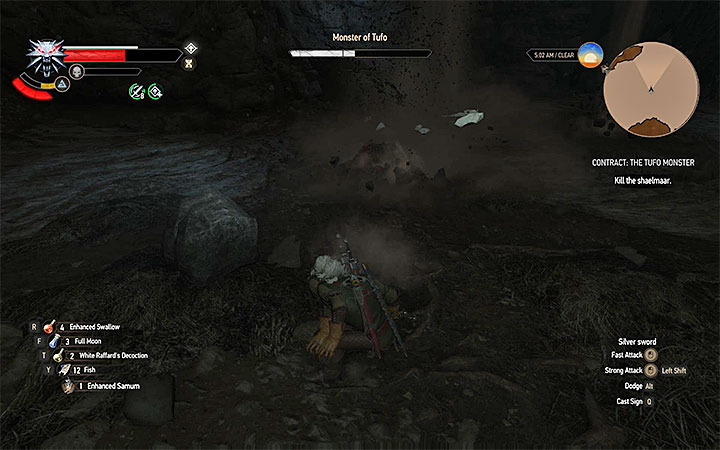 Keep away from the monster when he partially digs himself in the ground - Side quests and Witcher contracts opponents in The Witcher 3: Blood and Wine - All Boss Fights - The Witcher 3: Blood and Wine Game Guide