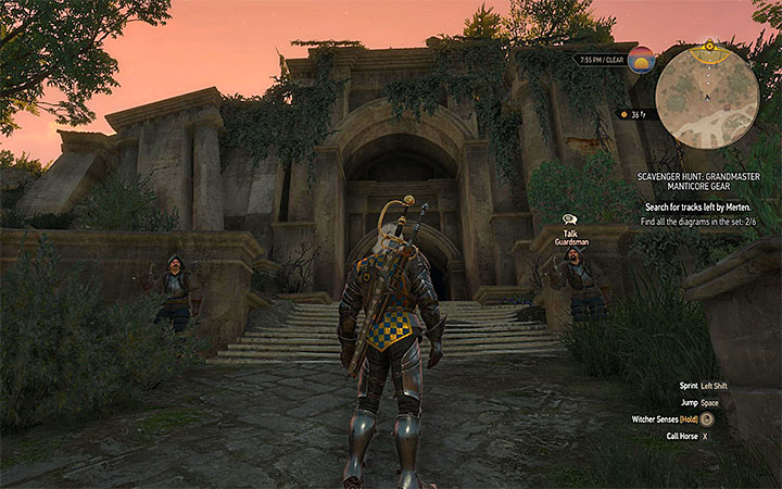 Entrance to Lebiodas temple - Scavenger Hunt: Grandmaster Manticore Gear - diagrams and item statistics - Grandmaster Witcher Gear - quests, diagrams and item statistics - The Witcher 3: Blood and Wine Game Guide