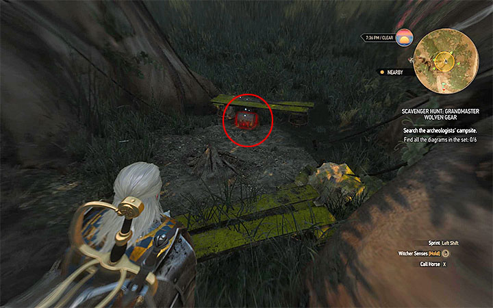 The place in the camp where you find the journal - Scavenger Hunt: Grandmaster Wolven Gear - diagrams and item statistics - Grandmaster Witcher Gear - quests, diagrams and item statistics - The Witcher 3: Blood and Wine Game Guide