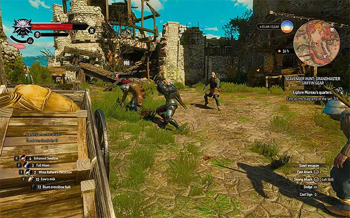 You must only secure the lower part of the castle courtyard - Scavenger Hunt: Grandmaster Griffin Gear - diagrams and item statistics - Grandmaster Witcher Gear - quests, diagrams and item statistics - The Witcher 3: Blood and Wine Game Guide