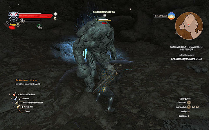 Jump towards the golem, perform a few fast attacks and move away before he attacks - Scavenger Hunt: Grandmaster Griffin Gear - diagrams and item statistics - Grandmaster Witcher Gear - quests, diagrams and item statistics - The Witcher 3: Blood and Wine Game Guide