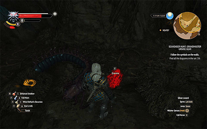 Once you defeat the second giant centipede you should get to the cave with the skeleton of a Witcher shown on the above picture - Scavenger Hunt: Grandmaster Ursine Gear - diagrams and item statistics - Grandmaster Witcher Gear - quests, diagrams and item statistics - The Witcher 3: Blood and Wine Game Guide