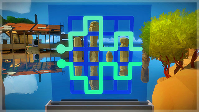 Perspective-based puzzles, the first panel - Puzzle solutions | Rock in The Witness - Rock - The Witness Game Guide & Walkthrough