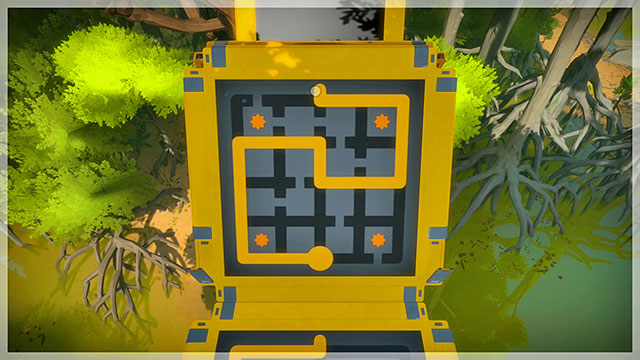 First bridge, fifth puzzle - Puzzle solutions - gray and yellow | Tree house in The Witness - Tree house - The Witness Game Guide & Walkthrough