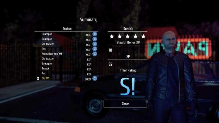 The goal of every theft is to get an S rating - this will give you the biggest amount of XP. - Theft and selling loot in Thief Simulator - Gameplay mechanics - Thief Simulator Guide