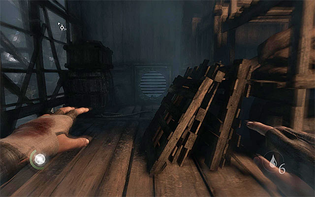 In the northern part of the third level, Garrett runs into the guard who may be alarmed when the closest door are open (close them behind you) and who has two Coin Purses - 7+7G - Go through the Treadwheel Deck - description - Chapter 8: The Dawns Light - Thief - Game Guide and Walkthrough