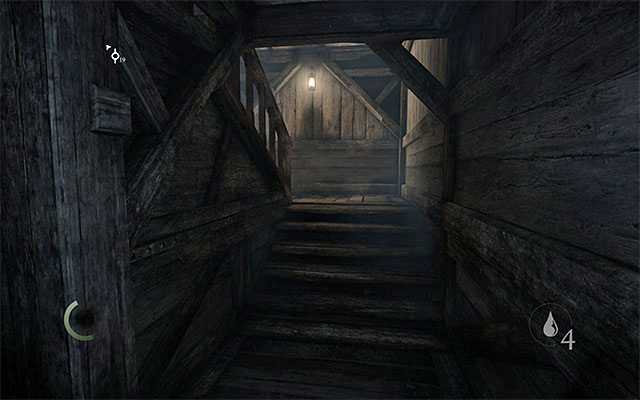 To get to the second part of the ship, you have to reach the staircase (shown on the screen above) which is in the southern-west part of the second level - Go through the Treadwheel Deck - description - Chapter 8: The Dawns Light - Thief - Game Guide and Walkthrough