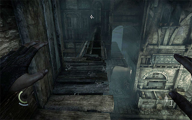 The upper ledges allow you to flee an area without attracting attention - The first part of the journey to the clock tower - Chapter 1: Lockdown - Thief - Game Guide and Walkthrough