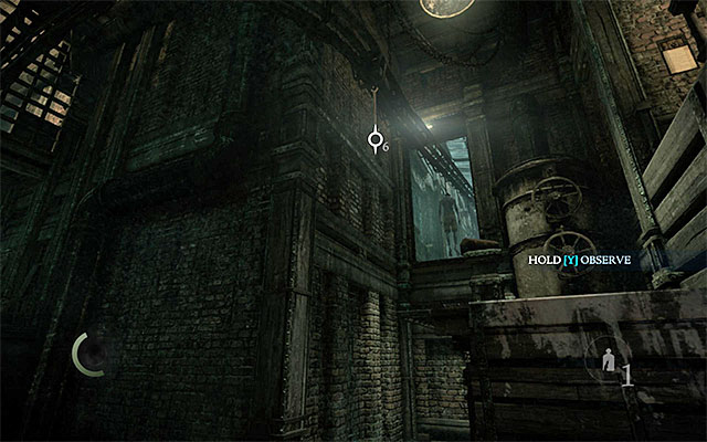 All of the paths described above lead to the same location, to the interactive hook shown in the above screenshot - Exploration of the first part of the foundry - Chapter 2: Dust to Dust - Thief - Game Guide and Walkthrough