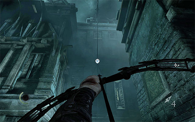 Stop after you reach the scaffolding and use the claw to climb onto one of the columns here - Gain access to the Barons estate - Chapter 6: A Man Apart - Thief - Game Guide and Walkthrough