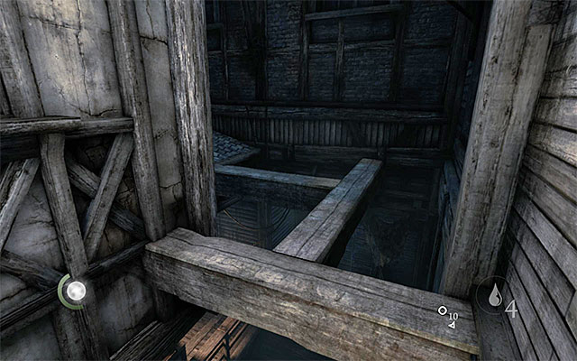 The horizontal wooden beams - Reach Erins hideout - description - The City - Thief - Game Guide and Walkthrough