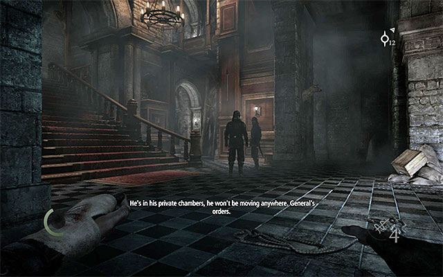 The hall with the barricaded main entrance - Explore the cellars and the ground floor of the Barons estate - description - Chapter 6: A Man Apart - Thief - Game Guide and Walkthrough