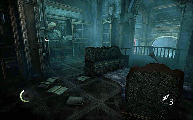 In the study, there is a balustrade, which you can use to get back to the ground floor, quickly, if necessary - Explore the first floor and the attic of the Barons estate - description - Chapter 6: A Man Apart - Thief - Game Guide and Walkthrough