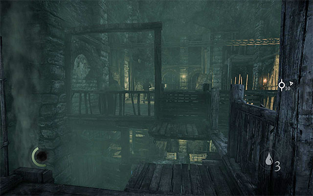 Exit the room and start climbing again, onto the ledges above - Cross the loading docks of the Hidden City - Chapter 7: The Hidden City - Thief - Game Guide and Walkthrough