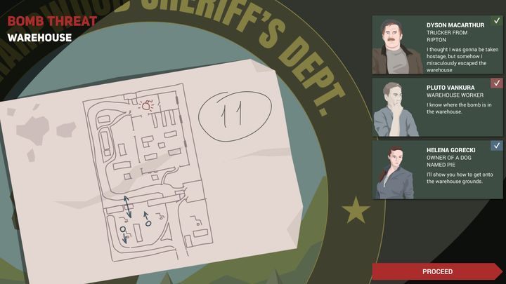 An example presenting a map containing information obtained from witnesses. - Tactical missions in This is the Police 2 - Other activities - This is the Police 2 Game Guide