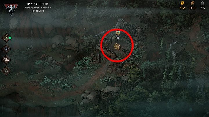 The fifth box is located on the left side of the map - Hidden treasures chests in Aedirn | Thronebreaker The Witcher Tales - Maps of hidden treasures - Thronebreaker The Witcher Tales Guide