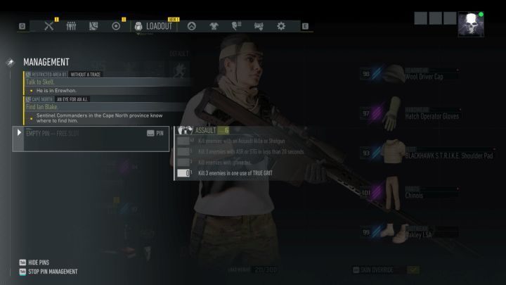 The list of challenges of the character classes can be added to the mission list. - Character development and class challenges | Ghost Recon Breakpoint Guide - Character - Tom Clancys Ghost Recon Breakpoint Guide
