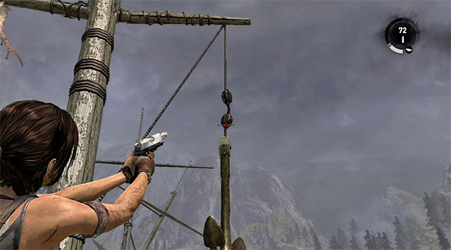 Stop at the main deck, select any weapon and shoot the pulley to free the Tackle - Collect the Block and Tackle | 21: A Pirates Life Walkthrough - 21: A Pirates Life | Walkthrough - Tomb Raider Game Guide