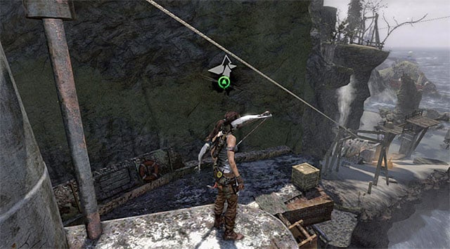 Your destination is the top level of the wreckage, which you can get to by bouncing off the vertical wall - Reach the Endurance Wreck (part 1) | 22: Gone Missing Walkthrough - 22: Gone Missing | Walkthrough - Tomb Raider Game Guide