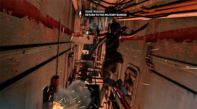When you regain control, move ahead without stopping - Return to the Military Bunker | 22: Gone Missing Walkthrough - 22: Gone Missing | Walkthrough - Tomb Raider Game Guide