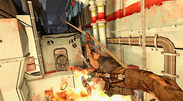 As the games suggests, youll now need to make use of the rope ascender to speed up the rope ascent - Return to the Military Bunker | 22: Gone Missing Walkthrough - 22: Gone Missing | Walkthrough - Tomb Raider Game Guide