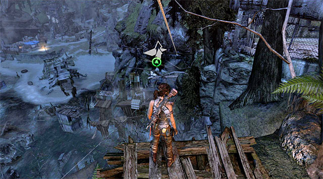 Stand on the small ramp pictured above and grab onto the rope - Return to the Survivor Camp on the Beach | 22: Gone Missing Walkthrough - 22: Gone Missing | Walkthrough - Tomb Raider Game Guide