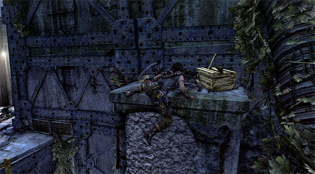 Stop where the pipe ends and jump to the yellow ladder above you - Enter the Research Base | 23: Storm Chaser Walkthrough - 23: Storm Chaser | Walkthrough - Tomb Raider Game Guide