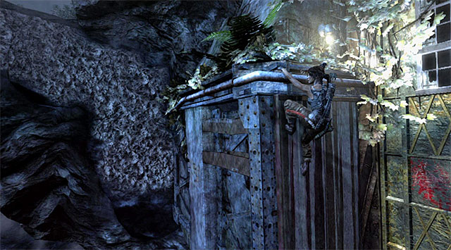 Collect ammo and jump to the new interactive ledge shown on the screen - Enter the Research Base | 23: Storm Chaser Walkthrough - 23: Storm Chaser | Walkthrough - Tomb Raider Game Guide