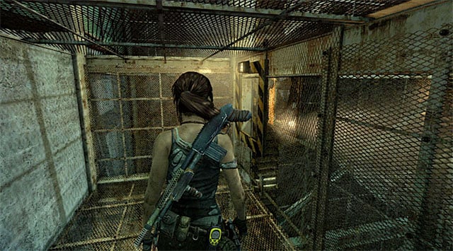 Once you find yourself in very narrow passage, approach the second of four mechanisms and use the axe on it, same as previously - Discover the Ancient Tomb | 23: Storm Chaser Walkthrough - 23: Storm Chaser | Walkthrough - Tomb Raider Game Guide