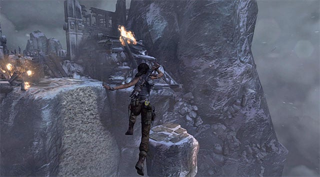 Go towards flames, which results in displaying another cut-scene - Rescue Sam from Mathias (part 2) | 24: Going Back In Walkthrough - 24: Going Back In | Walkthrough - Tomb Raider Game Guide