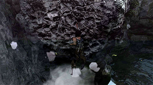 When Lara starts sliding down towards the water below, get ready to press the jump button at the last moment - GPS Caches | Collectibles: Summit Forest - Collectibles: Summit Forest - Tomb Raider Game Guide