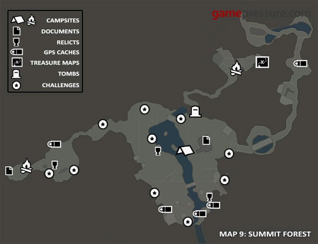 Map 9: Summit Forest - Map | Collectibles: Summit Forest - Collectibles: Summit Forest - Tomb Raider Game Guide