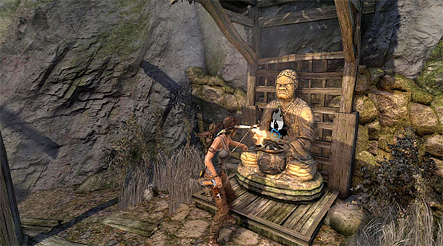 Climb to the top, then approach and light the Statue (reward: 10 XP) - Illumination Statues | Collectibles: Mountain Village - Collectibles: Mountain Village - Tomb Raider Game Guide