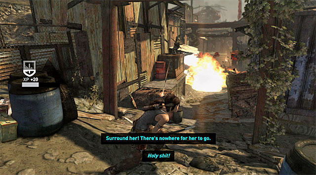 The shootout is much similar to the one which had taken place near the helicopter - Reach the Gate Under the Bridge | 14: Highway to Hell Walkthrough - 14: Highway to Hell | Walkthrough - Tomb Raider Game Guide